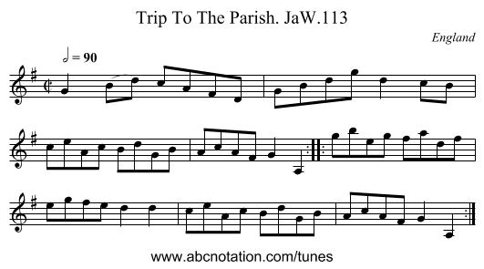 Trip To The Parish. JaW.113 - staff notation