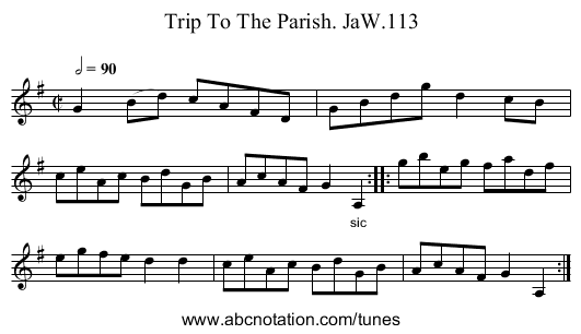 Trip To The Parish. JaW.113 - staff notation