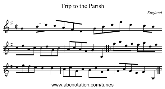 Trip to the Parish - staff notation