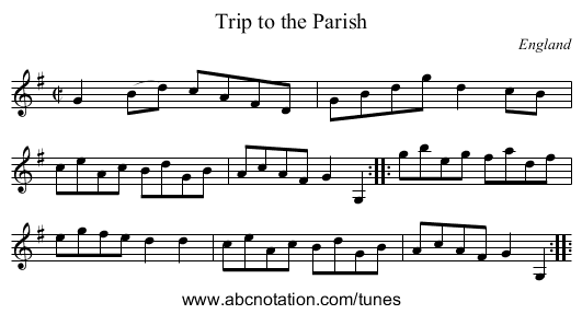 Trip to the Parish - staff notation