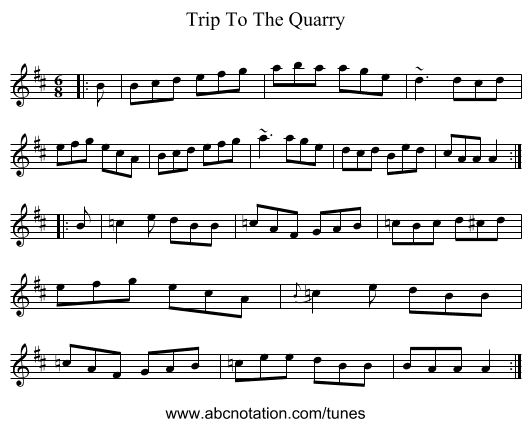 Trip To The Quarry - staff notation