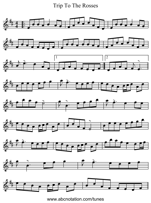 Trip To The Rosses - staff notation