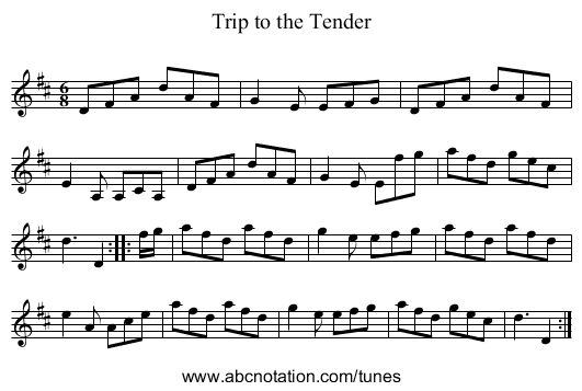 Trip to the Tender - staff notation