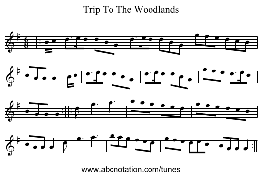 Trip To The Woodlands - staff notation