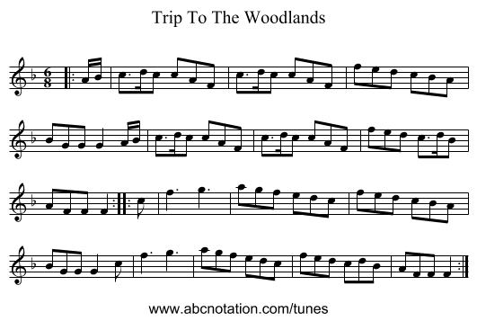 Trip To The Woodlands - staff notation