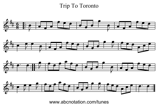 Trip To Toronto - staff notation