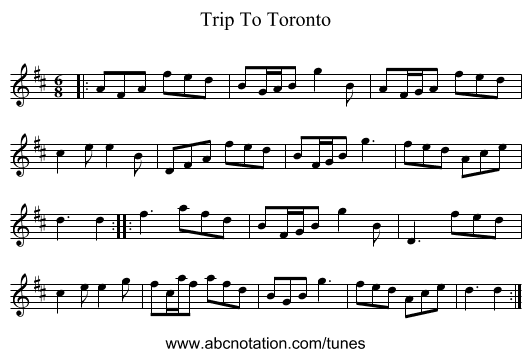 Trip To Toronto - staff notation