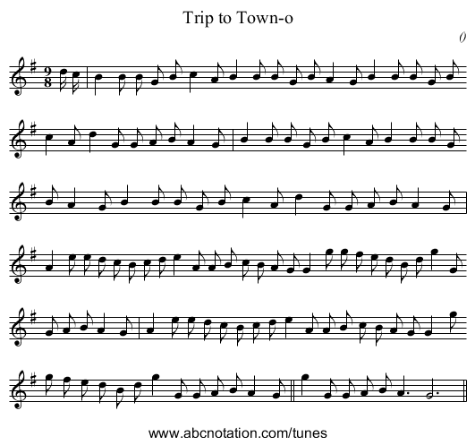Trip to Town-o - staff notation
