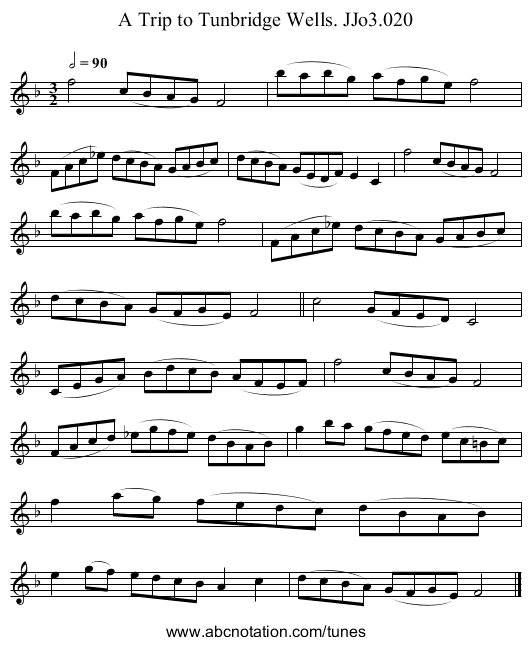 Trip to Tunbridge Wells. JJo3.020, A - staff notation
