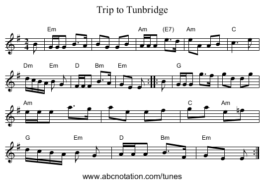 Trip to Tunbridge - staff notation