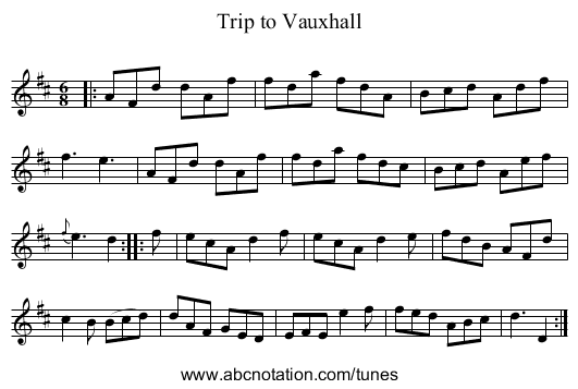 Trip to Vauxhall - staff notation
