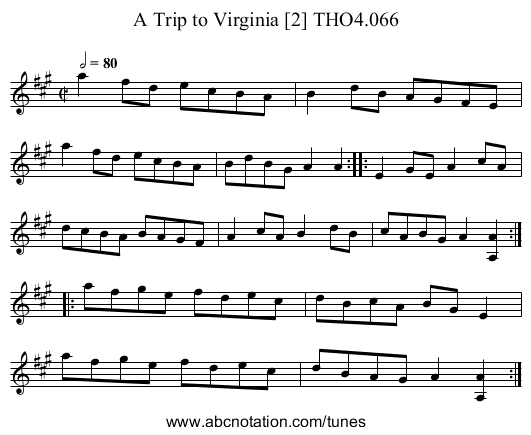Trip to Virginia [2] THO4.066, A - staff notation