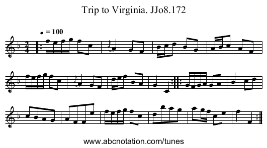Trip to Virginia. JJo8.172 - staff notation
