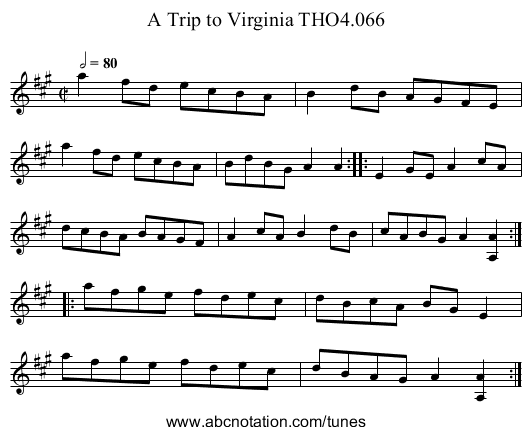 Trip to Virginia THO4.066, A - staff notation