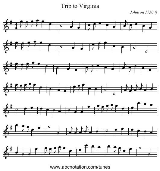 Trip to Virginia - staff notation