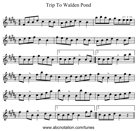 Trip To Walden Pond - staff notation