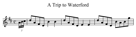 Trip to Waterford, A - staff notation