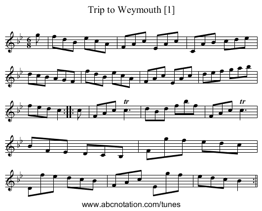 Trip to Weymouth [1] - staff notation