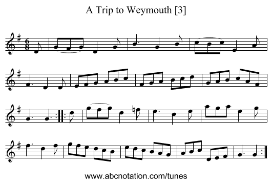 Trip to Weymouth [3], A - staff notation