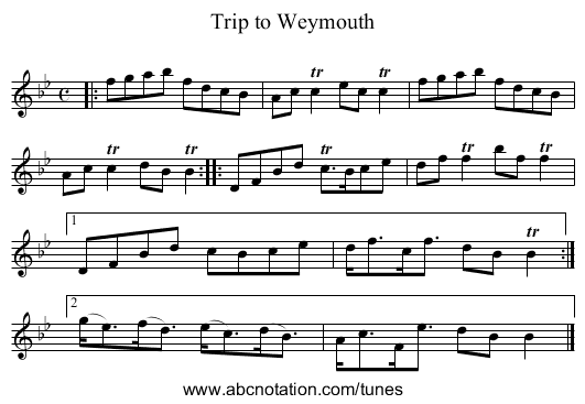 Trip to Weymouth - staff notation