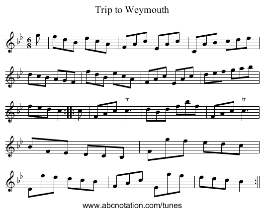 Trip to Weymouth - staff notation