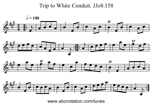 Trip to White Conduit. JJo8.158 - staff notation