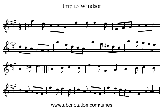 Trip to Windsor - staff notation
