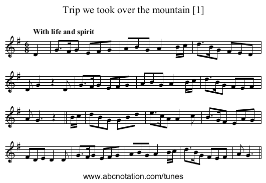 Trip we took over the mountain [1] - staff notation