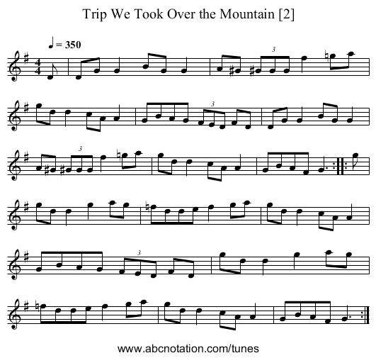 Trip We Took Over the Mountain [2] - staff notation