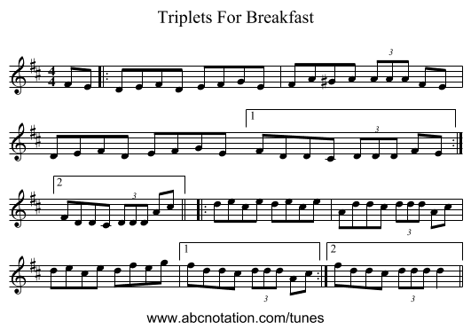 Triplets For Breakfast - staff notation
