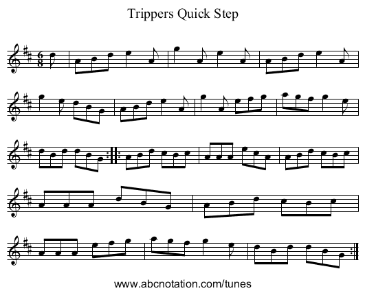 Trippers Quick Step - staff notation