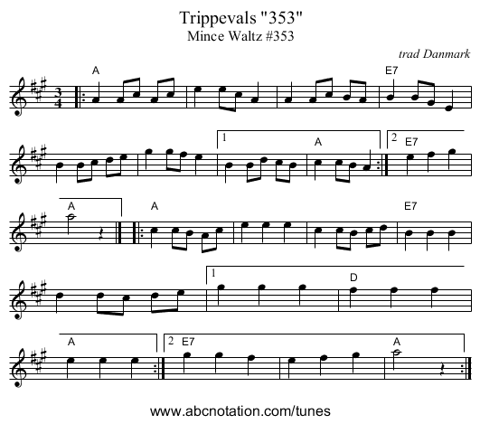 Trippevals 353 - staff notation