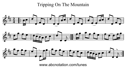 Tripping On The Mountain - staff notation