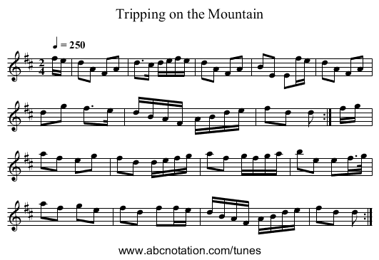 Tripping on the Mountain - staff notation