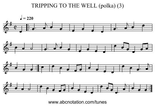 TRIPPING TO THE WELL (polka) (3) - staff notation