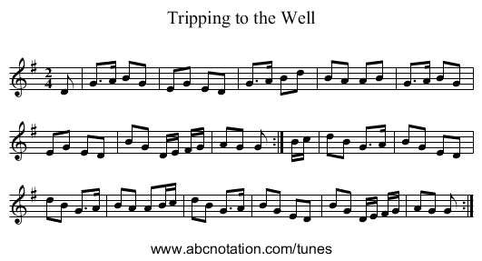Tripping to the Well - staff notation