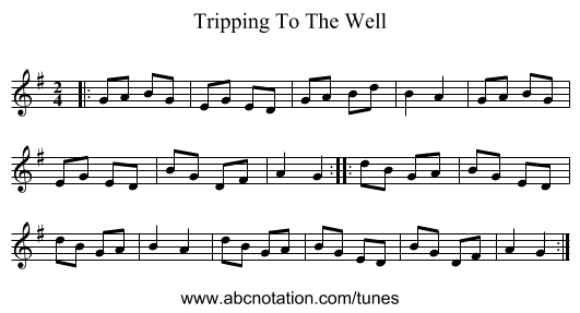 Tripping To The Well - staff notation