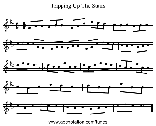 Tripping Up The Stairs - staff notation