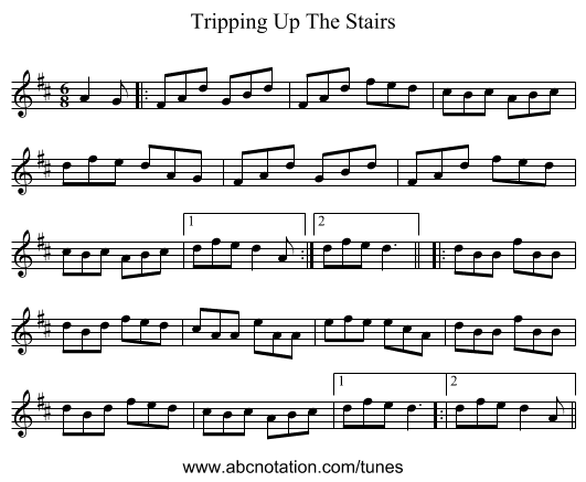 Tripping Up The Stairs - staff notation
