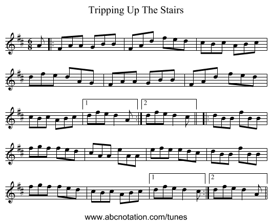Tripping Up The Stairs - staff notation