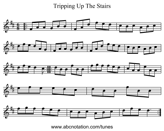 Tripping Up The Stairs - staff notation