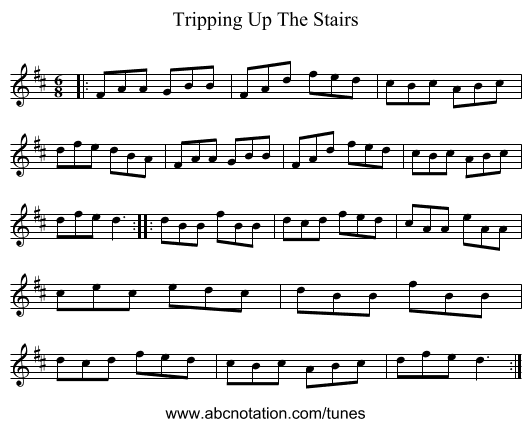 Tripping Up The Stairs - staff notation