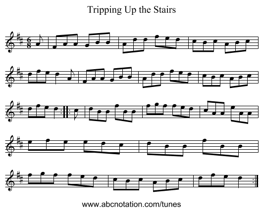 Tripping Up the Stairs - staff notation