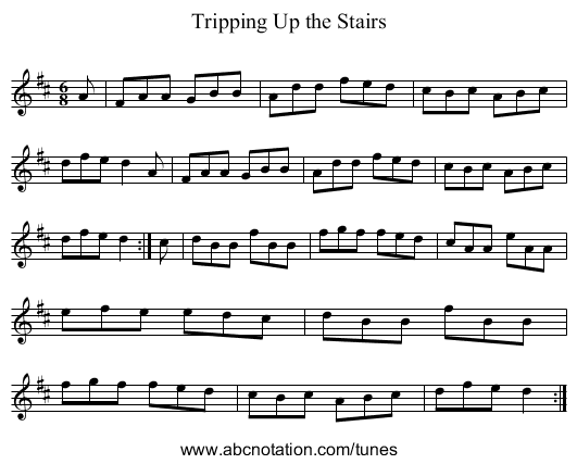 Tripping Up the Stairs - staff notation
