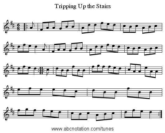 Tripping Up the Stairs - staff notation