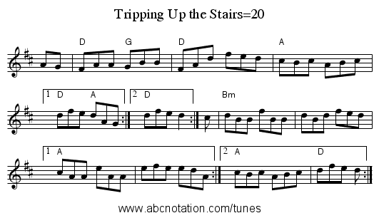 Tripping Up the Stairs=20 - staff notation