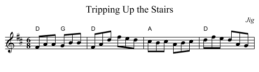 Tripping Up the Stairs - staff notation