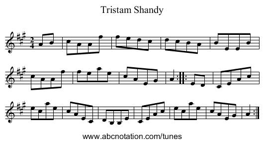 Tristam Shandy - staff notation