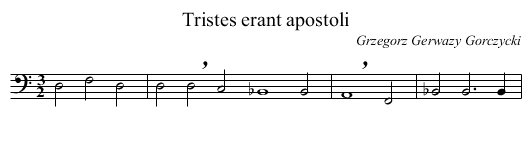 Tristes erant apostoli - staff notation
