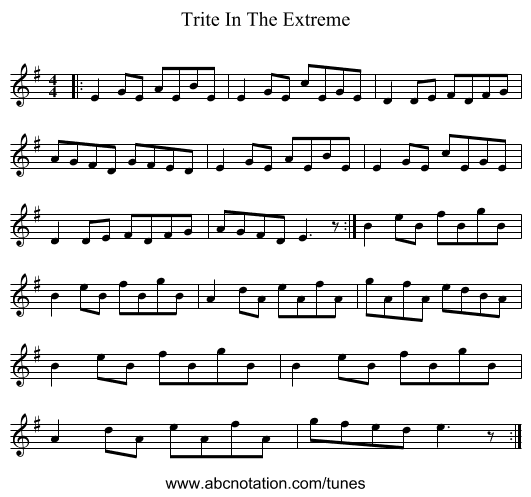 Trite In The Extreme - staff notation